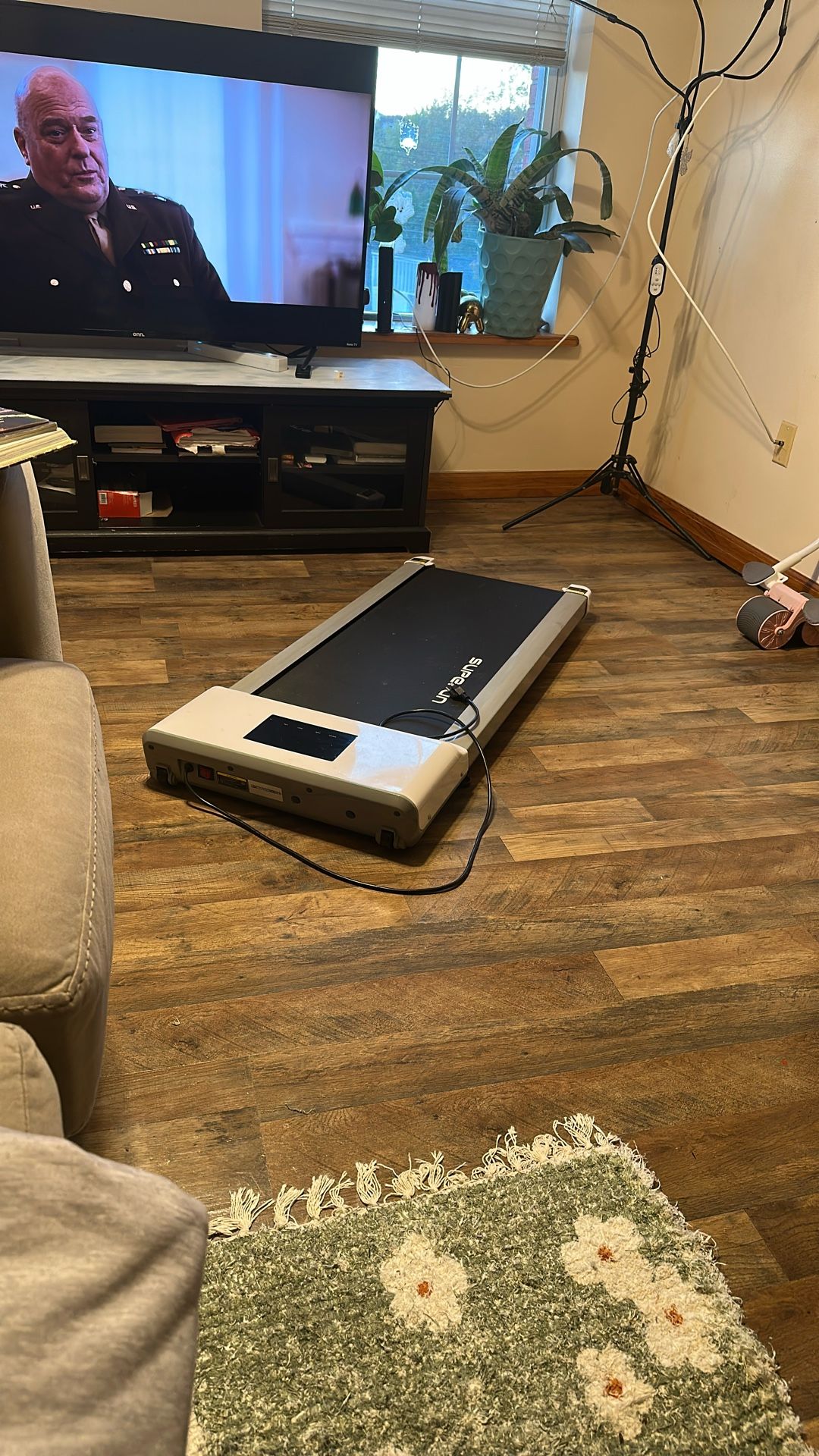 Treadmill With A Remote Control Partly Used