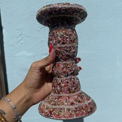 Pink/multicolored Candle Holder 