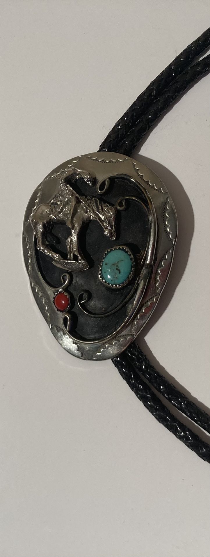 Vintage Bolo Tie Silver And Turquoise