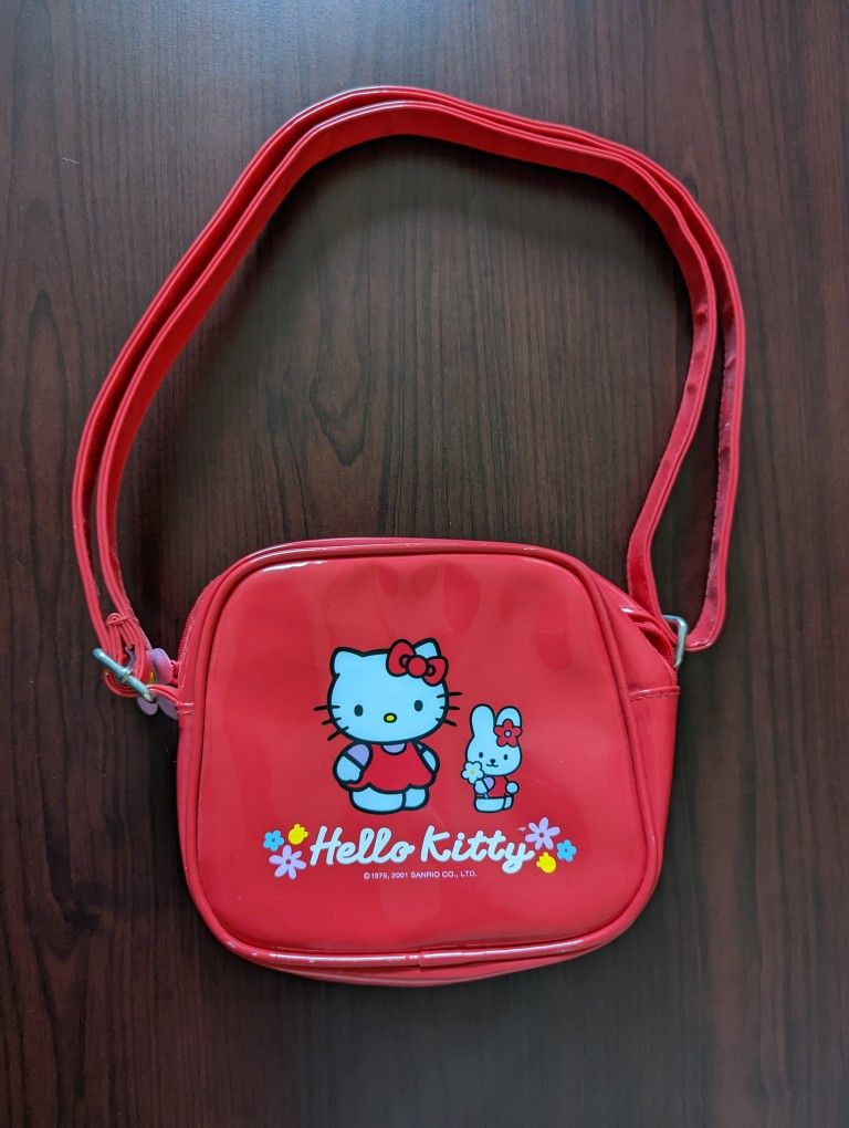 VTG 2001 Sanrio Hello Kitty Vinyl Purse Red Bunny Friend Shoulder or Hand Strap