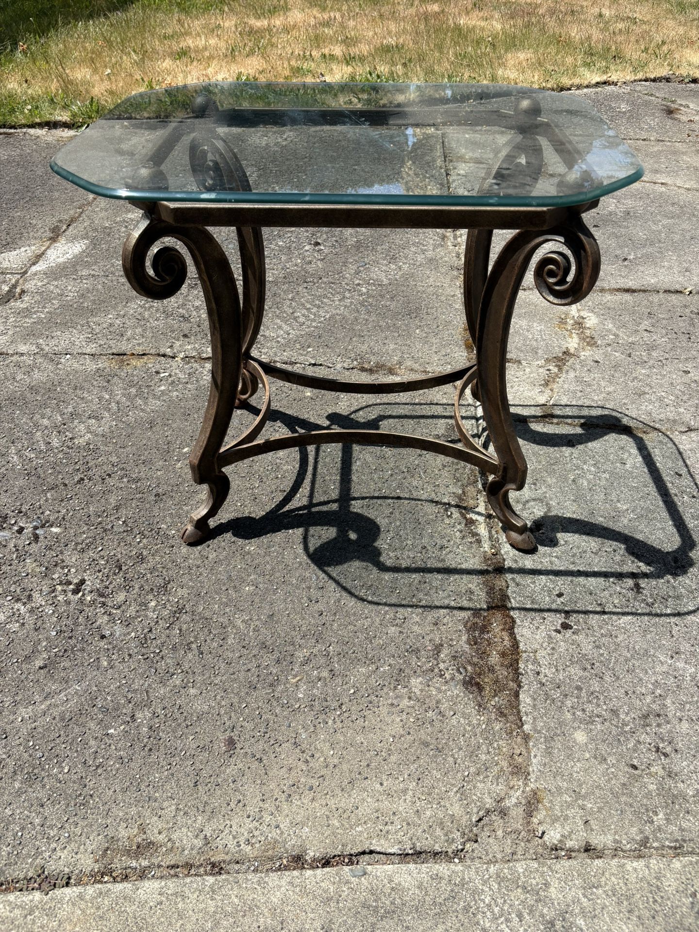 Elegant Glass & Iron Side Table