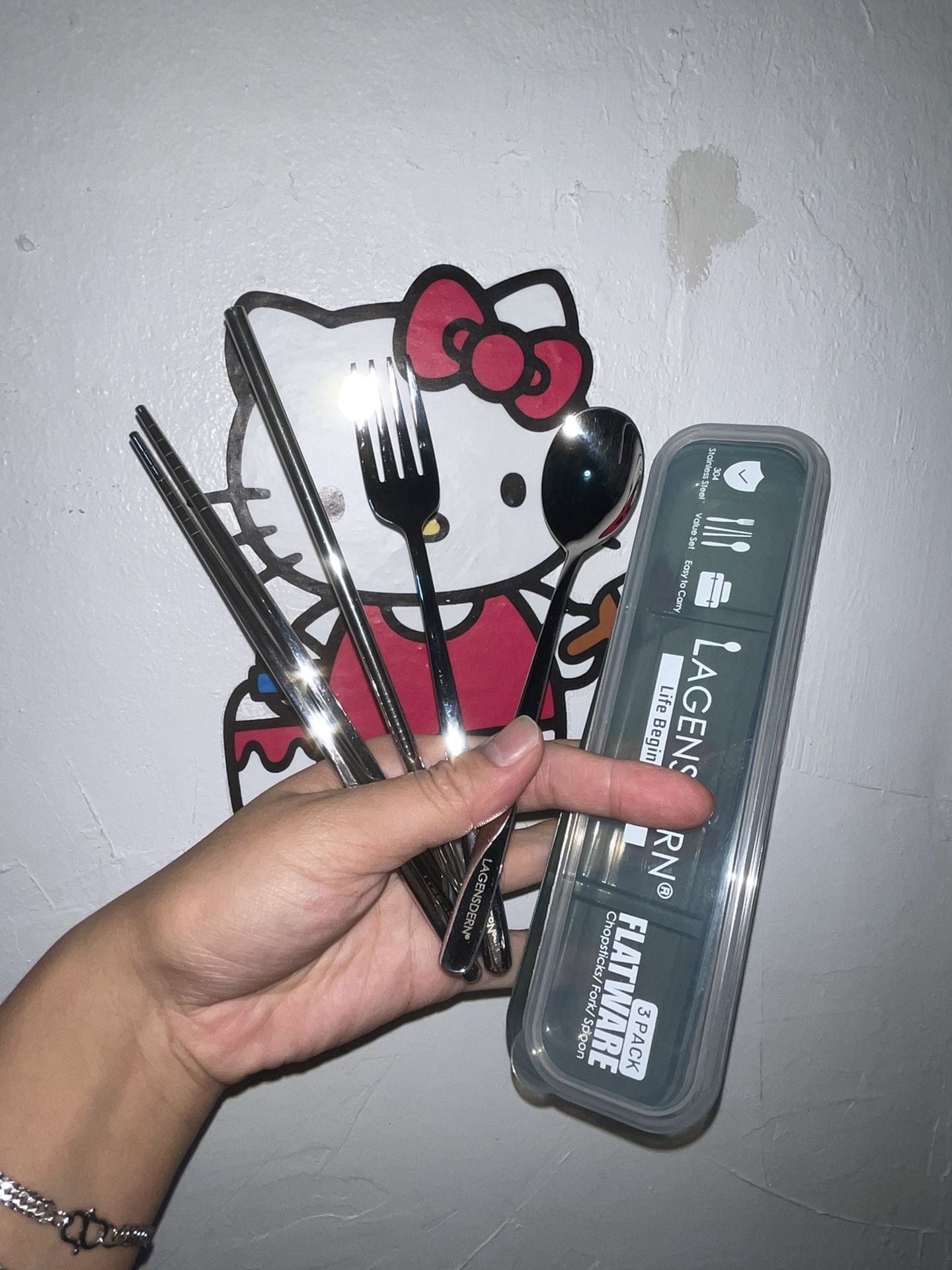 Travel stainless steel fork spoon chopsticks straw set