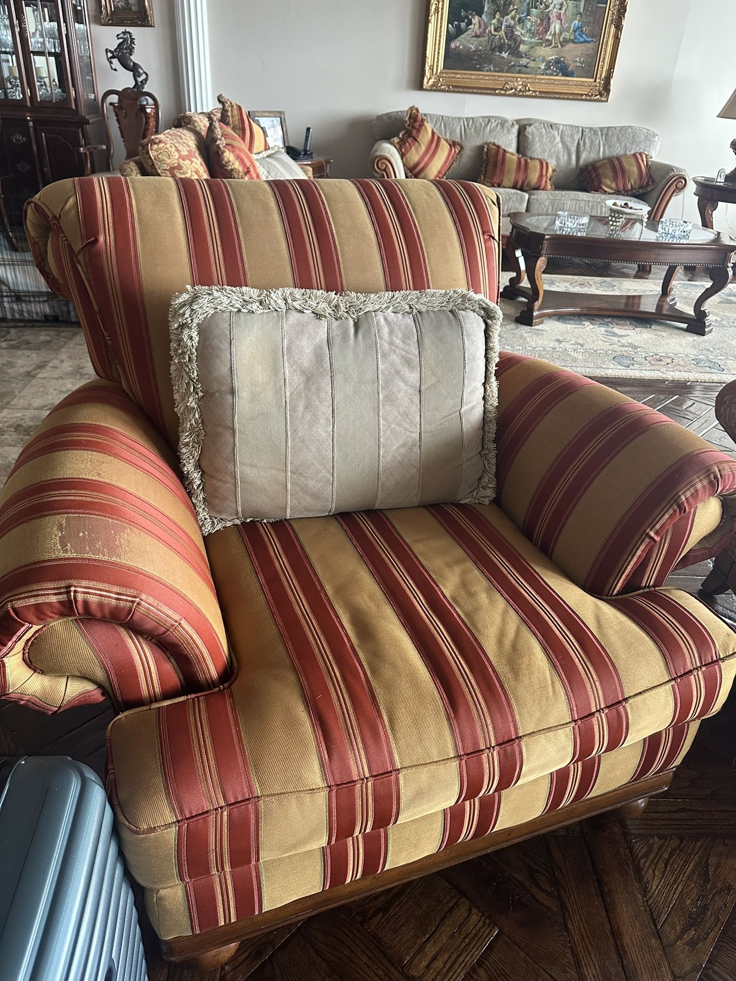 Golden Red Striped Couch