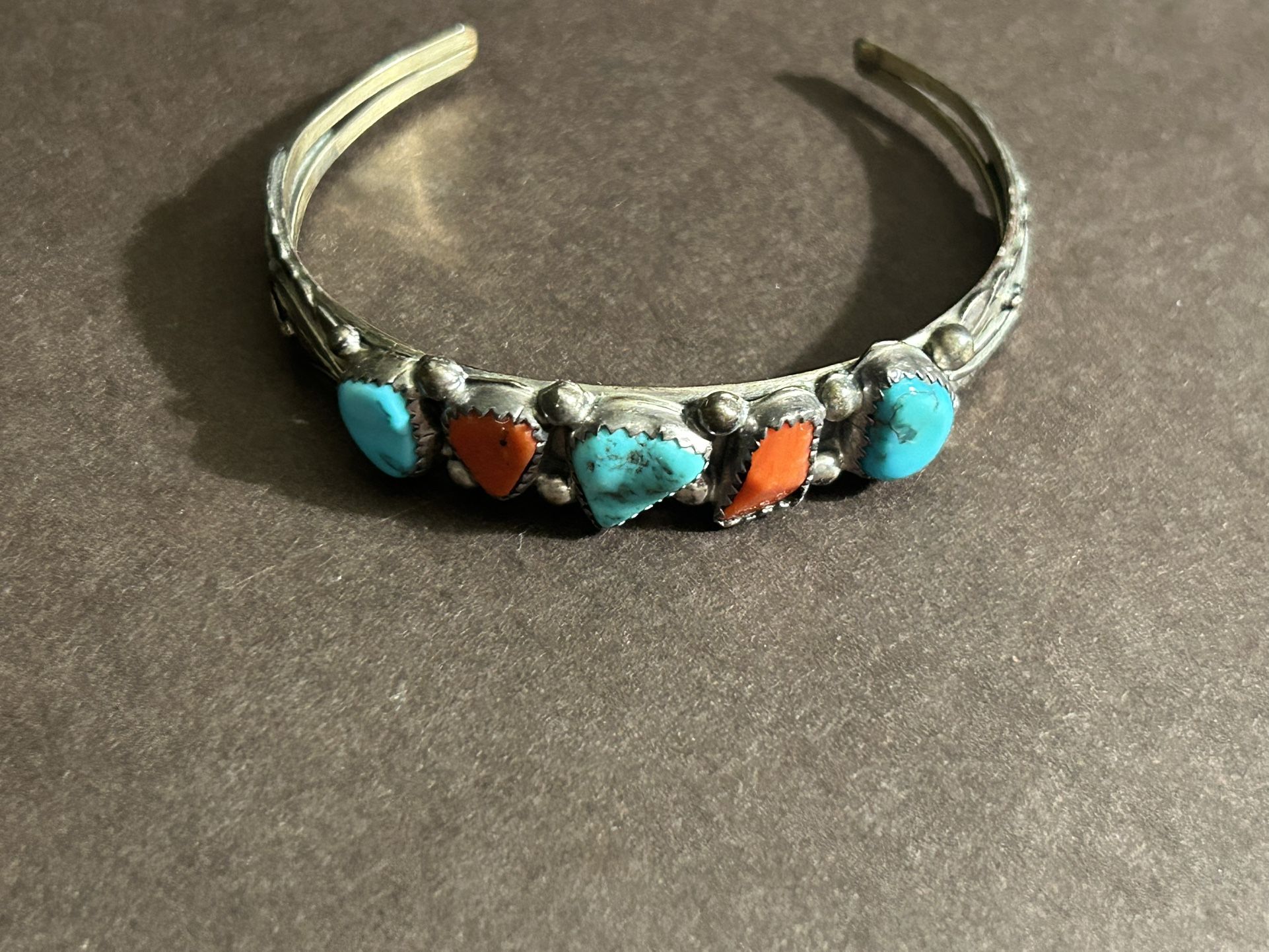 Vintage Sterling Silver & Turquoise Cuff Bracelet Marked R. S. Sterling Beauty!