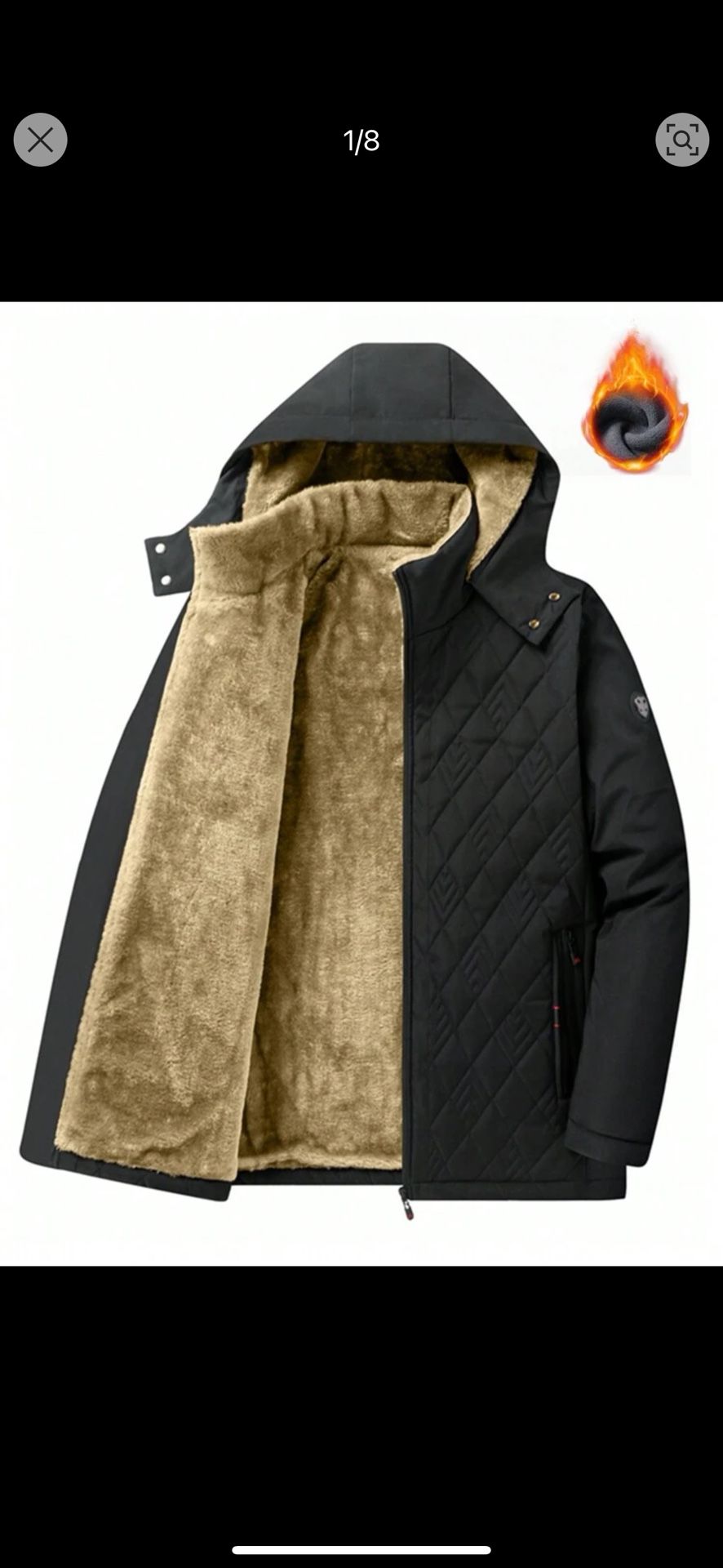 Men Teddy Lined Hooded Quilted Coat