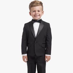 Nautica Boys 4-Piece Tuxedo Set with Dress Shirt, Bow Tie, Jacket, and Pants(black)