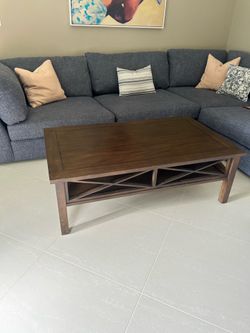 Ethan Allen Dark Brown Wood Coffee Table
