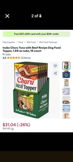 CHURU MEAL TOPPER FOR DOGS Complete Balance .. retail price is $31.00 selling only for $20 each box of 6 packs.
