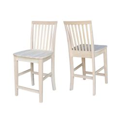 Set Of 2 International Concepts 24-Inch Mission Counter Height Stool, Unfinished

