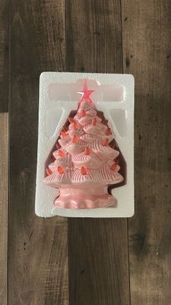 Ceramic Vintage Pink Light Up Christmas Tree