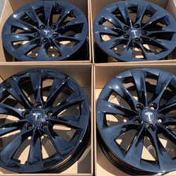 19” Tesla Model S Wheels Rims Gloss Black Powder Coat Exchange 