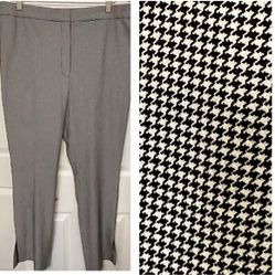 Babaton Atelier Women Slim dress Pants Sz 16 inseam 31" Houndstooth Ankle Slit