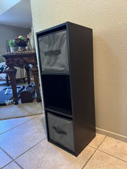 Black 3-Tier Storage Organizer with Fabric Bins