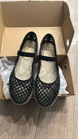 Women Size 9 Black Mesh Flat