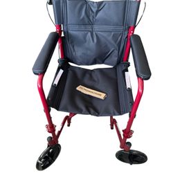 Medline Aluminum Transport Chair with 8” Wheels, Red - MDS808210ARE