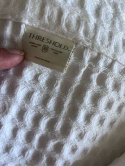 Threshold White Waffle Weave shower curtain