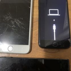 Lot of 3 broken phones iPhone 8 - 6 Max and lg