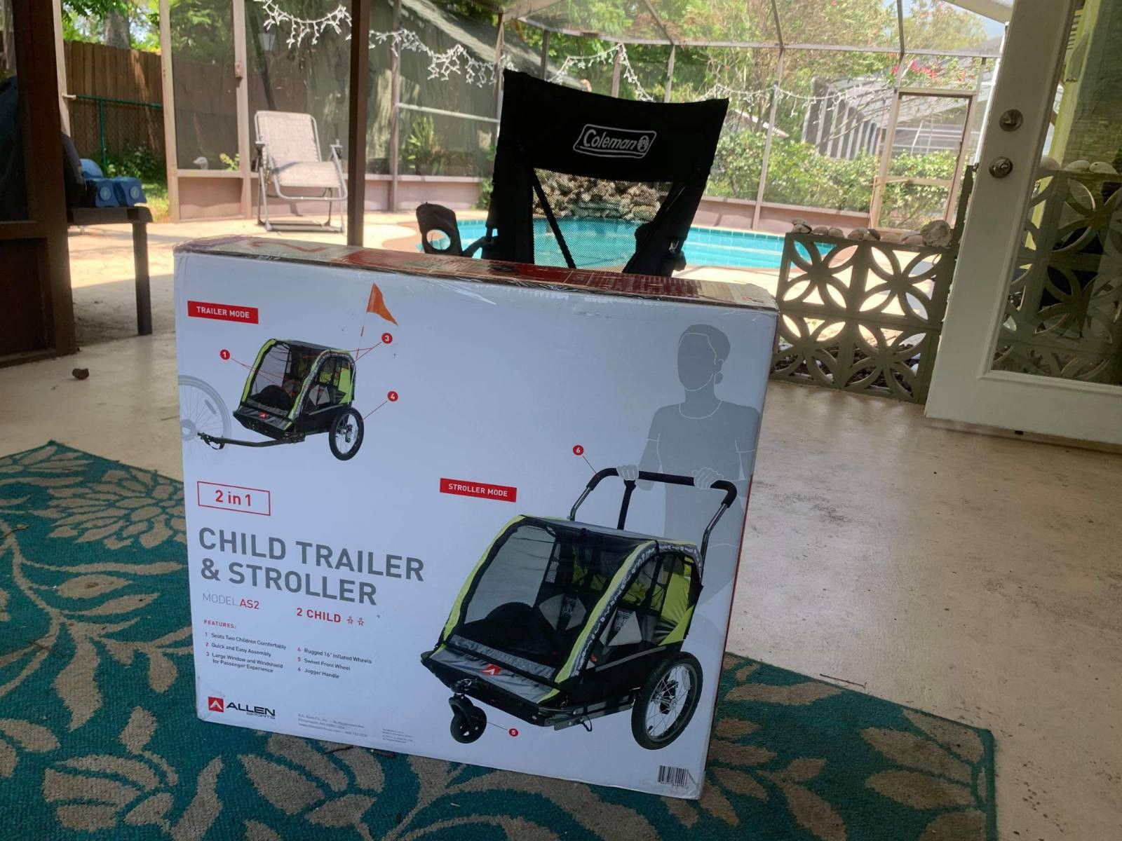 Shuttle bike child trailer stroller green 2 in 1 Brand new