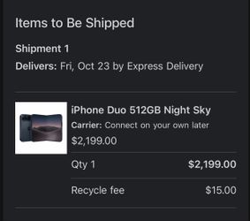 Apple iPhone Duo 512GB Black， Arrive 10/23/26！