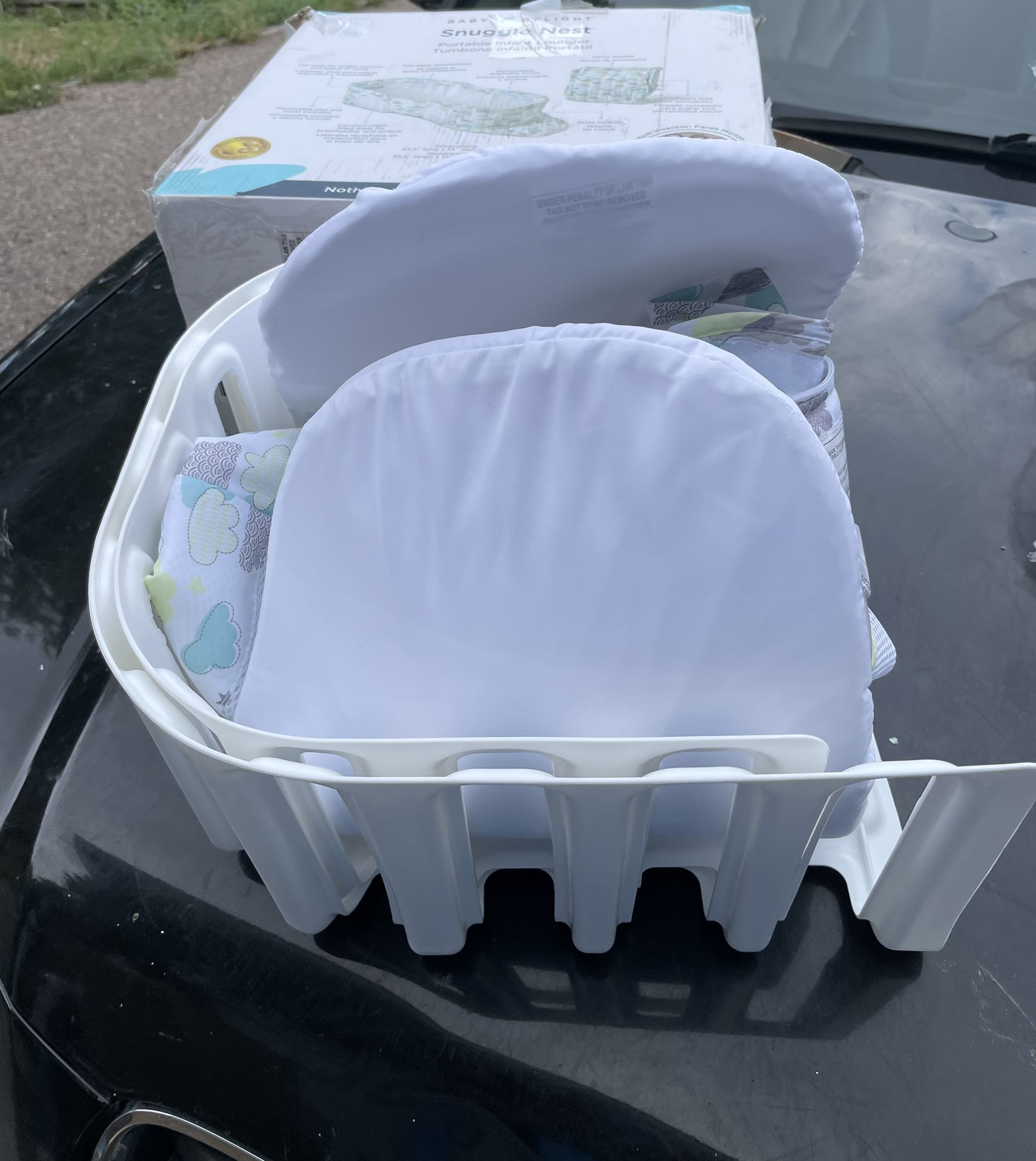 Baby Delight Snuggle Nest Infant Portable Lounger, 0-9 months, Skies