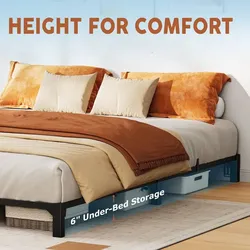 Full Bed Frame Metal 6 Inch, Heavy Duty No boxspring needed
