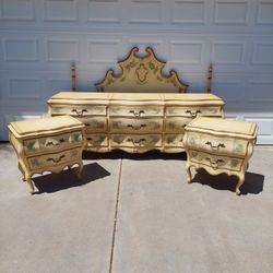 Vintage Wood Dresser Set King Headboard