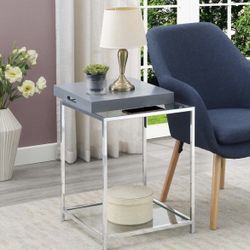 End Table Wit Removable Tray , Gray 