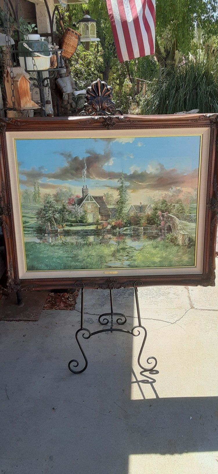 SALE Vintage Decorative Framed Marty Bell Signed Limited Edition Lithograph Coln St. Aldwyns