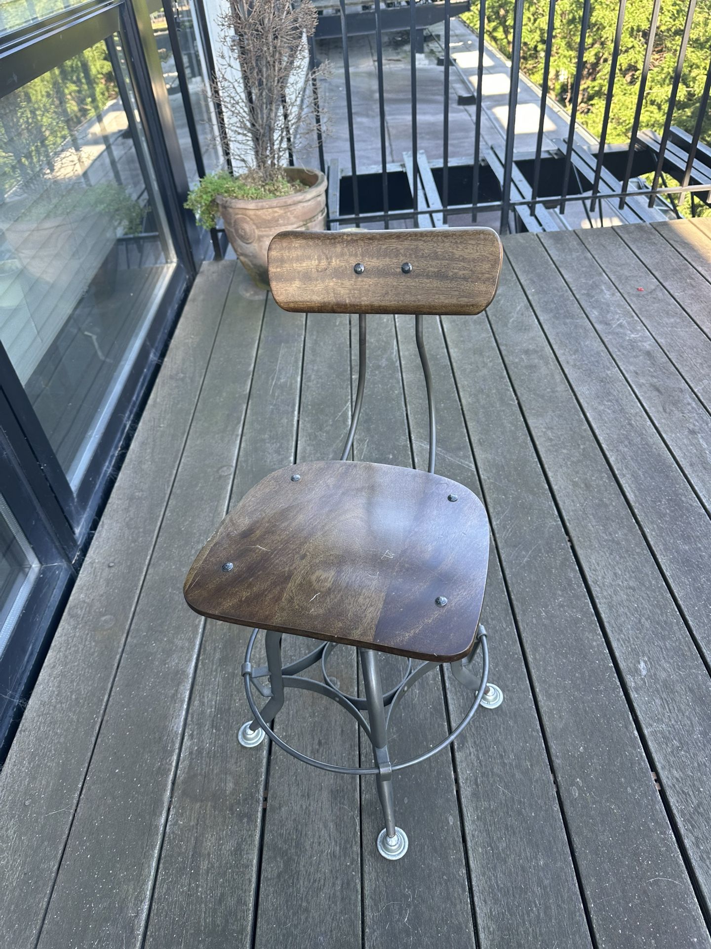 RH Baby & Child Mini Vintage Toledo Stool – Industrial Steel & Wood 