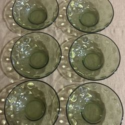6 Vintage Hazel Atlas Glass Co Green