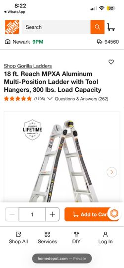 Gorilla ladder 18ft 300lb