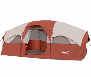 Tent 8 Person Camping Tents, Weather Resistant Family Tent, 5 Large Mesh Windows, Double Layer, Divided Curtain for Separated Room, Portable with Carr