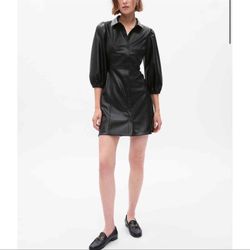 GAP Women's Puff Sleeve Black Vegan Leather Dress Jacket Size XXL NWT