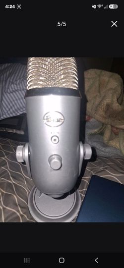 Laptop and blue yeti microphone
