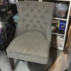 Free slate blue chair with wooden legs
