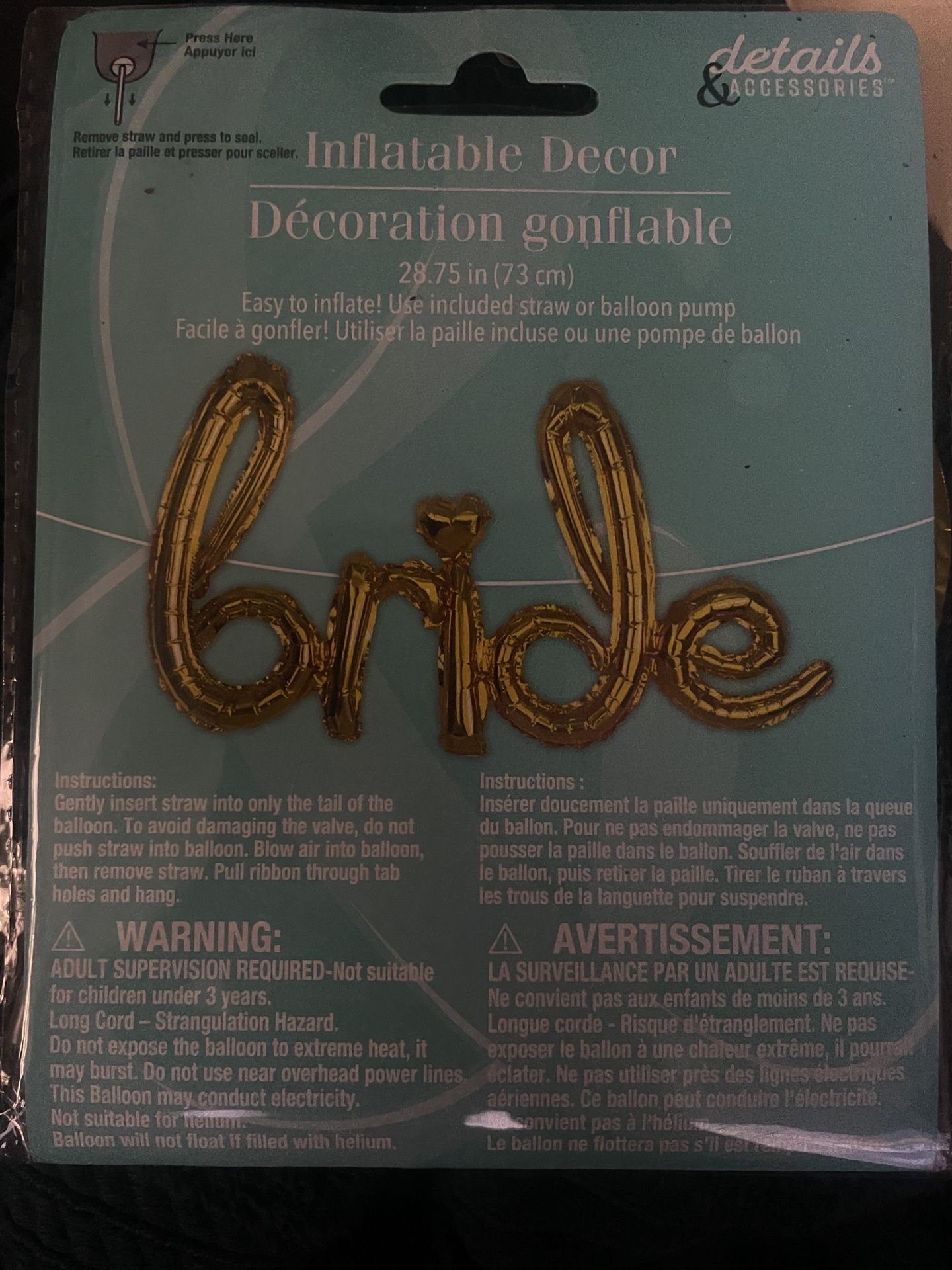 12 UNOPENED BRIDE MYLAR BALLOONS