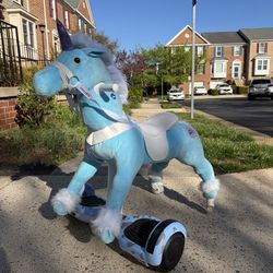 Power Pony Hoverboard Powered Riding Unicorn (Grace-Pink) | Soft Plush Wheeled Ride-On Toy for Kids Age 4+