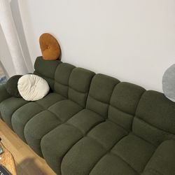 Boucle Cloud Fabric sofa Olive Green  