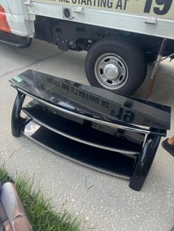 2 glass TV stands