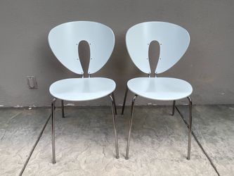 Pair of  White DWR Globus Chairs