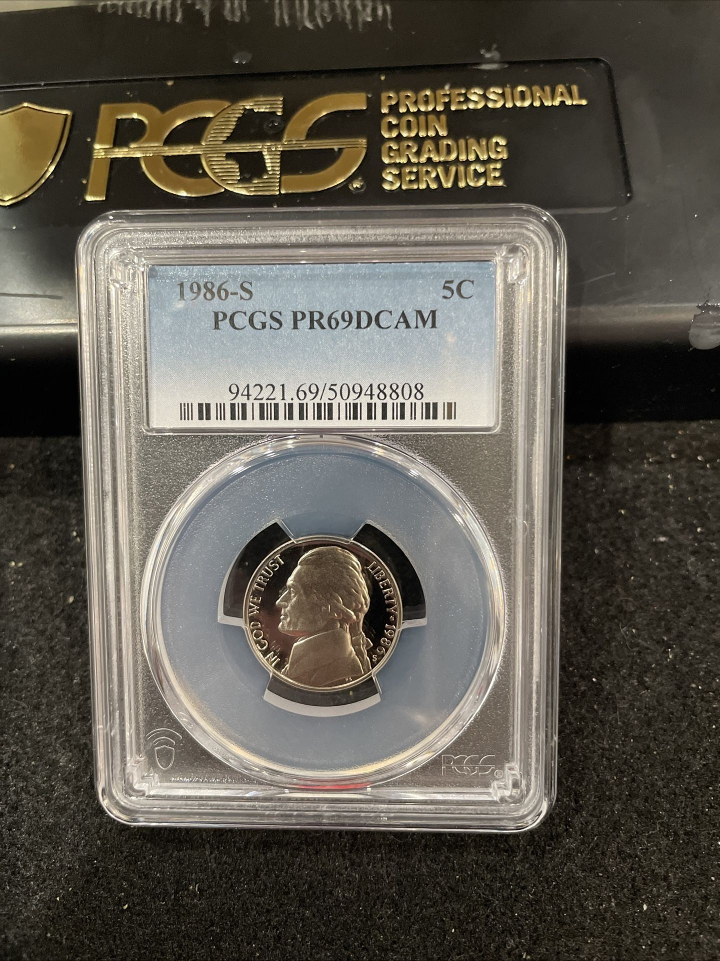 1986 S Gem Proof Jefferson Nickel Graded At PR69 With A Deep Cameo A-7
