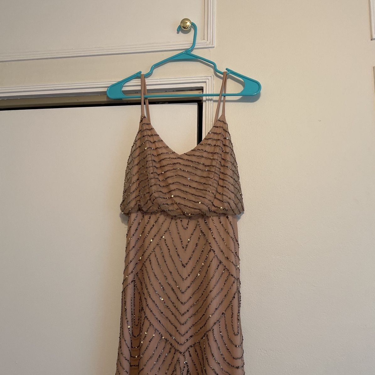 Adriana Papell Gold Sequin Dress - Size 2p