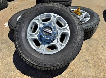 DELIVERED 18" 2024 Ford F250 F350 Wheels Bridgestone Dueler A/T LT275/70R18 98%Tread