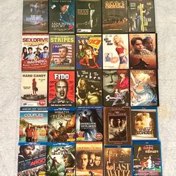 Lot of 30 DVDs and Blu-Ray DVD movies 