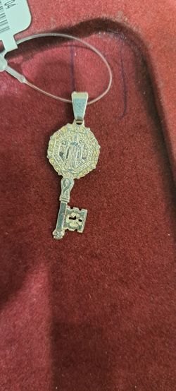 Gold-Tone Religious Key Pendant