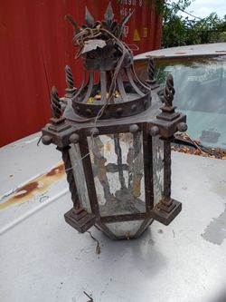 2045-3 Gothic Medieval Style Wrought Iron Hanging Lantern