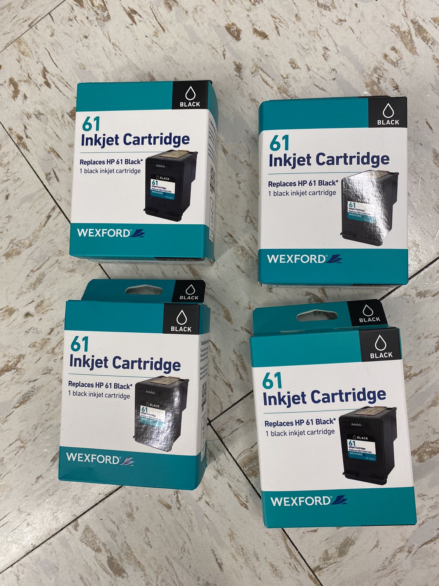 Lot Of 4 Wexford 61 Black Ink Cartridge Replacement for HP 61 DeskJet