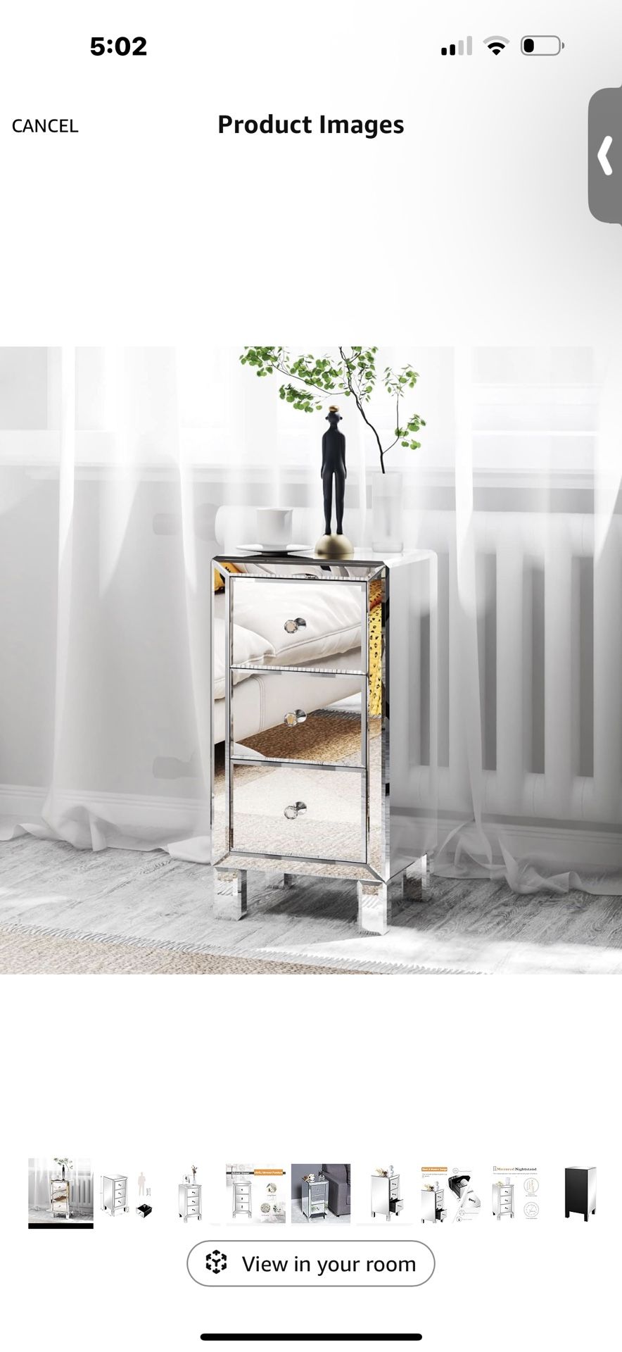 Mirrored 3-Drawer Nightstand / Accent Table 