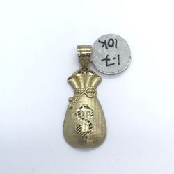 Gold 10k Money Bag Pendant 