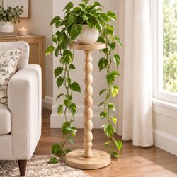 Wood Plant Stand Side End Table Size 24" Tall, Diameter 9" New Condition